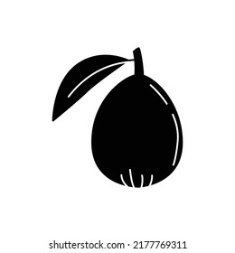 Medlar-Fruchtsymbol auf schwarz-weißem Hintergrund, gefüllt