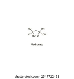 Medronat flaches Skelett molekulare Struktur Bisphosphonat Medikament in Osteoporose Behandlung verwendet. Wissenschaftliches Vektorgrafik.