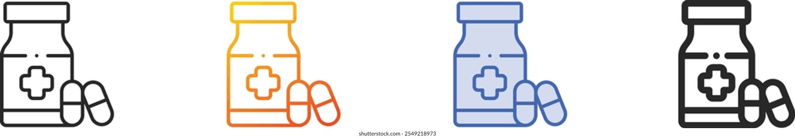 meds icon.Thin Linear, Gradient, Blue Stroke and bold Style Design Isolated On White Background