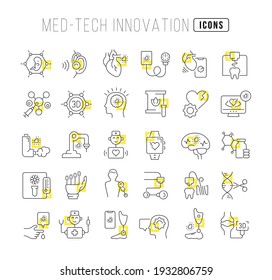 Med-Tech Innovation. Collection of perfectly thin icons for web design, app, and the most modern projects. The kit of signs for category Medicine.