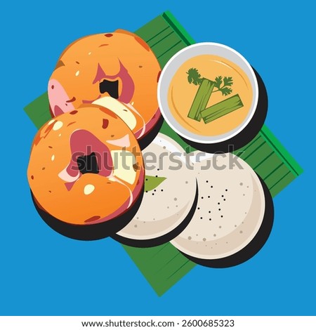 Medu Vada over coconut leaf with chutney