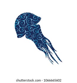 Medusa aquatic spiral pattern color silhouette animal