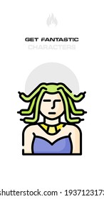The medusa avatars, Element, Character Design. Crazy and Fantasy Future World Topic. Realistic, Cartoon, Fantastic, Sci-fi Style