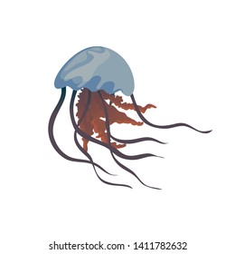 Medusa with a blue cap. Vector illustration on white background.