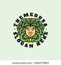 Medusa cartoon mascot character logo design