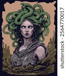 Medusa character from greek mythology in vector art style