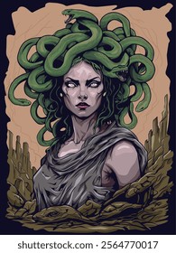 Medusa character from greek mythology in vector art style