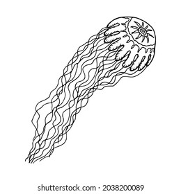 Medusa Cyaneus. Vector stock illustration eps10. Isolate on white background, outline.