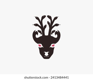 medusa deer logo isolated white background