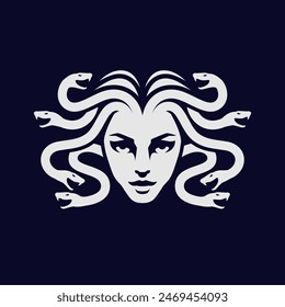 Medusa girl logo design template