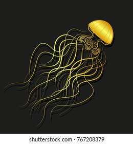 Medusa gold on black background vector illustration