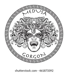 Medusa Gorgon BW sketch