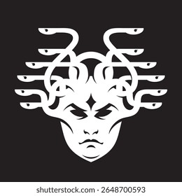 Medusa, a Górgona. Cabeça de uma mulher com cobras. Mitos gregos