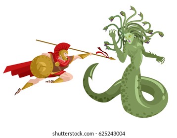 medusa gorgon monster mytology creature fighting against perseus greek warrior hero