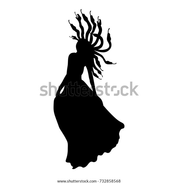 Medusa Gorgon Silhouette Ancient Mythology Fantasy Stock Vector ...