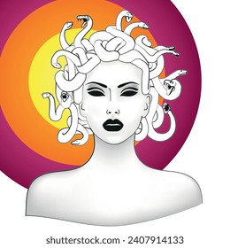 Medusa Gorgon with snakes on the head vector illustration