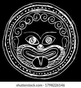 Medusa Gorgon Stylized Human Face Protruded Stock Vector (Royalty Free ...