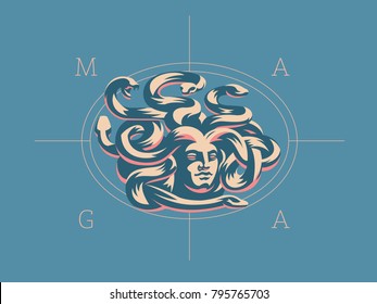 Medusa of the gorgon. Vector illustration.