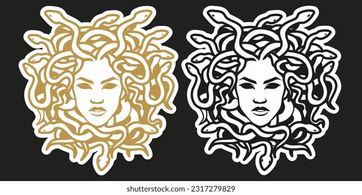 Cabeza de mujer de Medusa Gorgon con vectores de serpientes 10. perfecto para la ilustración de papel pintado o diseño 