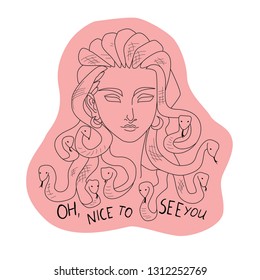 medusa gorgona 'nice to see you' t-shirt poster sticker fashion print 