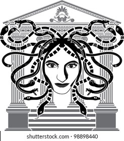 Medusa Gorgona temple stencil