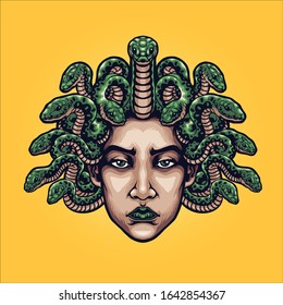 medusa head character design illustration