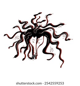  Cabeza de Medusa. Dibujado a mano ilustración.