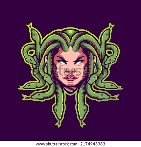 Medusa Head Illustration Design Vector