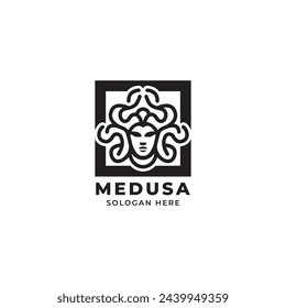 Símbolo de logotipo de cabeza Medusa ilustración vectorial