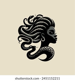 Medusa cabeza logo símbolo Vector en el fondo