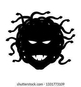 Medusa head silhouette vector, people on white background