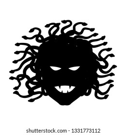 Medusa head silhouette vector, people on white background