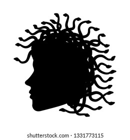 Medusa head silhouette vector, people on white background