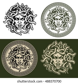 Medusa head vector set.