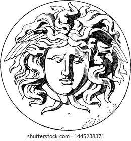 Medusa Head vintage engraved illustration. 