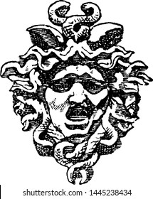 Medusa Head vintage engraved illustration. 