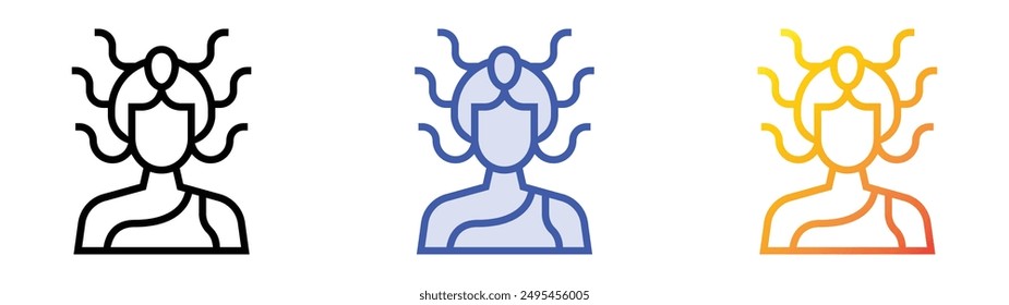 medusa icon. Linear, Blue Fill and Gradient Style Design Isolated On White Background