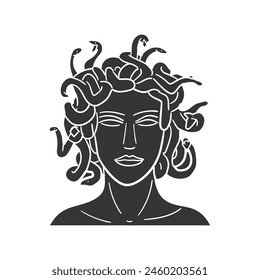 Medusa Icon Silhouette Illustration. Ancient Creatures Vector Graphic Pictogram Symbol Clip Art. Doodle Sketch Black Sign.