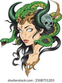 design de ilustração medusa para t-shirt e impressão