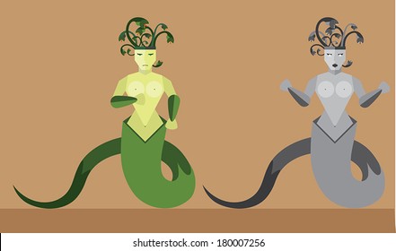 Medusa - illustration Flat illustration of mythical creature - medusa