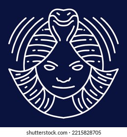 Medusa illustration Monoline Vector Logo, mythology vintage badge, creative emblem Design For Tshirt