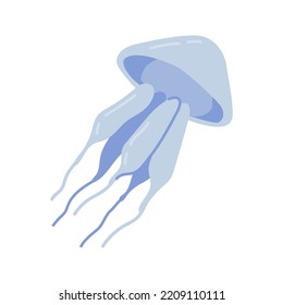 Medusa isolated jellyfish underwater animals and fauna. Saucer shaped body that is transparent. Water dweller with stinging tentacles. Vector in flat cartoon style