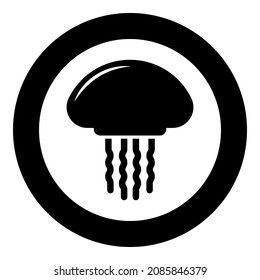 Medusa jellyfish icon in circle round black color vector illustration image solid outline style simple