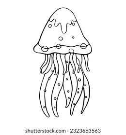 Medusa linear vector black and white image for coloring
