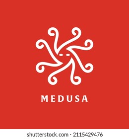 Medusa logo design inspiration. Vector illustration of medusa's face and snake hair