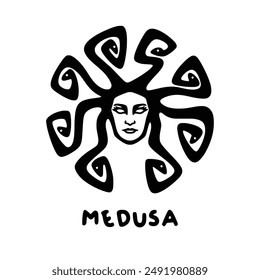 Medusa logo. Funny and joyful medusa logo