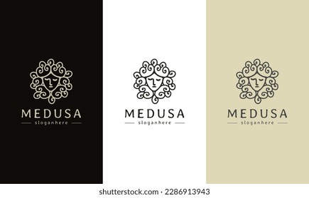 Medusa Logo Head Line Art Vector Drawing