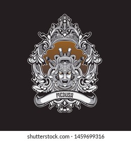 medusa logo illustration with border