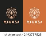 Medusa logo symbol vector on dark background	