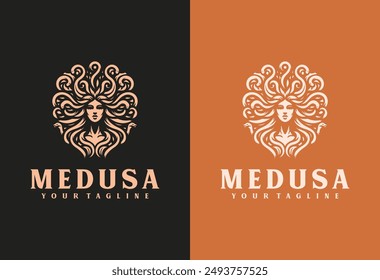 Medusa Logo Symbol Vektorgrafik auf dunklem Hintergrund	